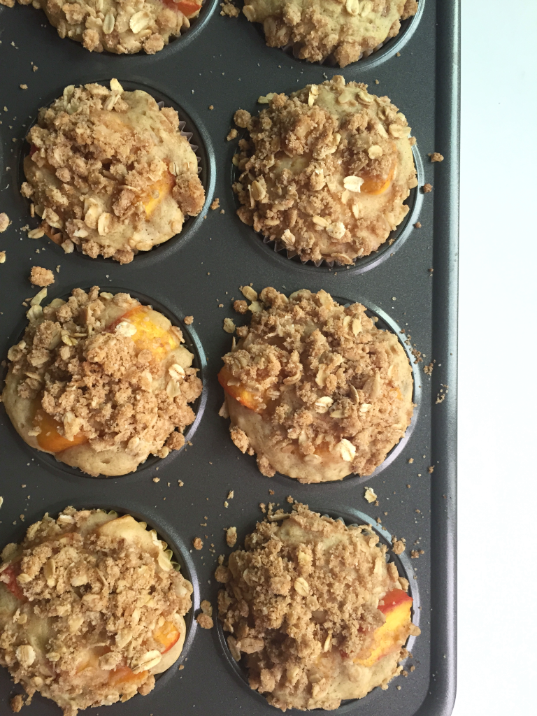 INCREDIBLE Peach Cobbler Muffins! Tastes like peach cobbler in muffin form! SO moist, perfectly sweet and completely dairy free! #dairyfree #recipe | Peach and the Cobbler