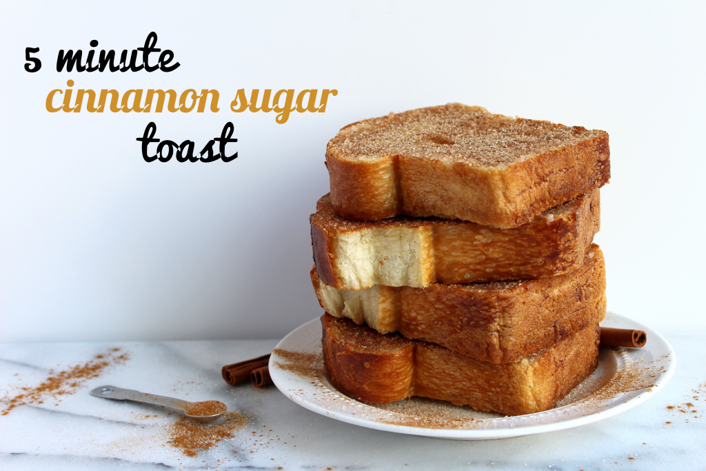 BEYOND EASY 5 Minute Cinnamon Sugar Toast! This is the toast of your childhood! Pan toasted/fried bread topped w/ a hefty dose of cinnamon sugar! YES!  #vegan #recipe | peachandthecobbler.com