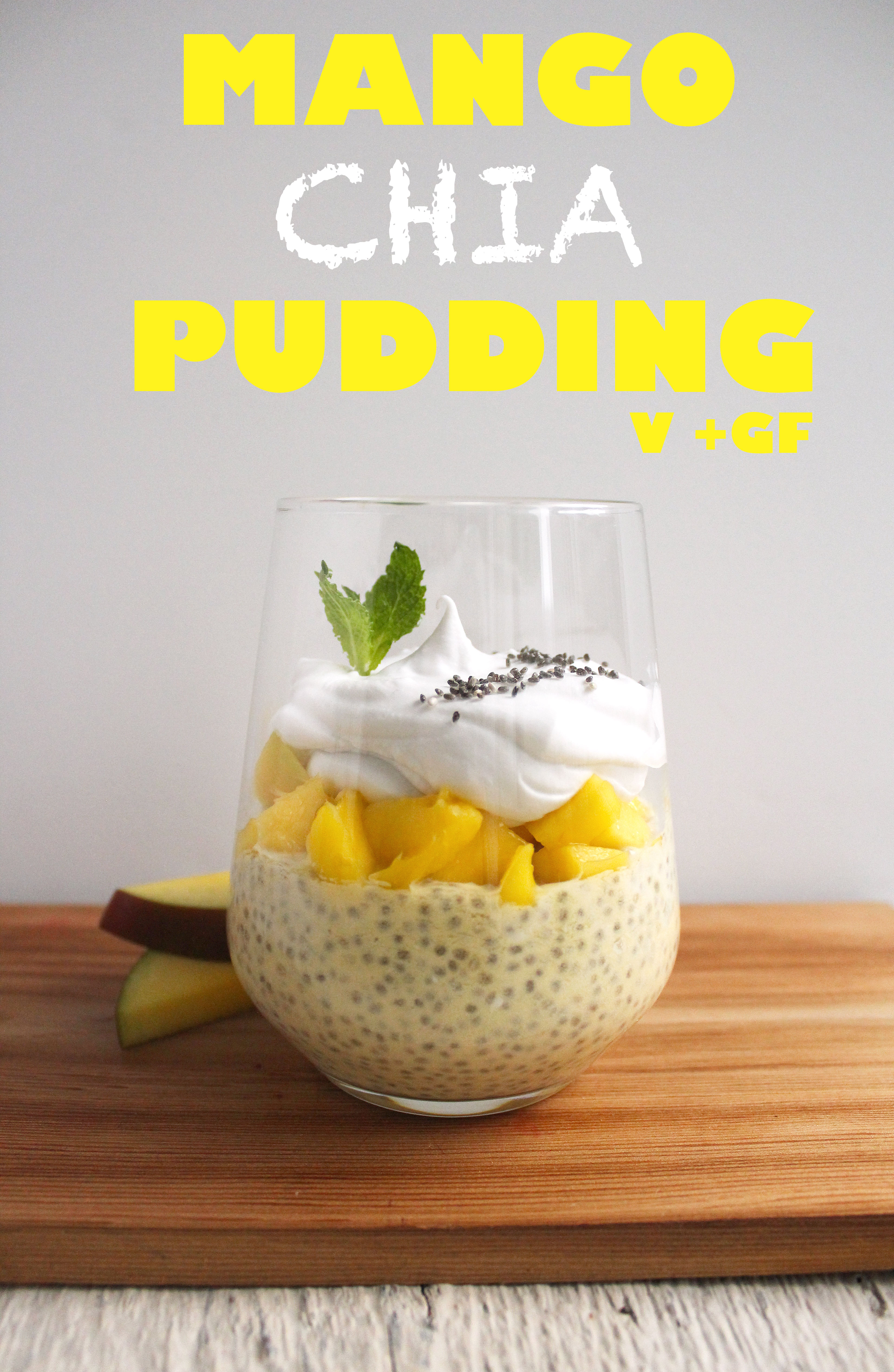 EASY Mango Chia Pudding! Naturally sweetened, SUPER creamy + topped with pillowy coconut whipped cream! YUM! #vegan #glutenfree #recipe | Peach and the Cobbler