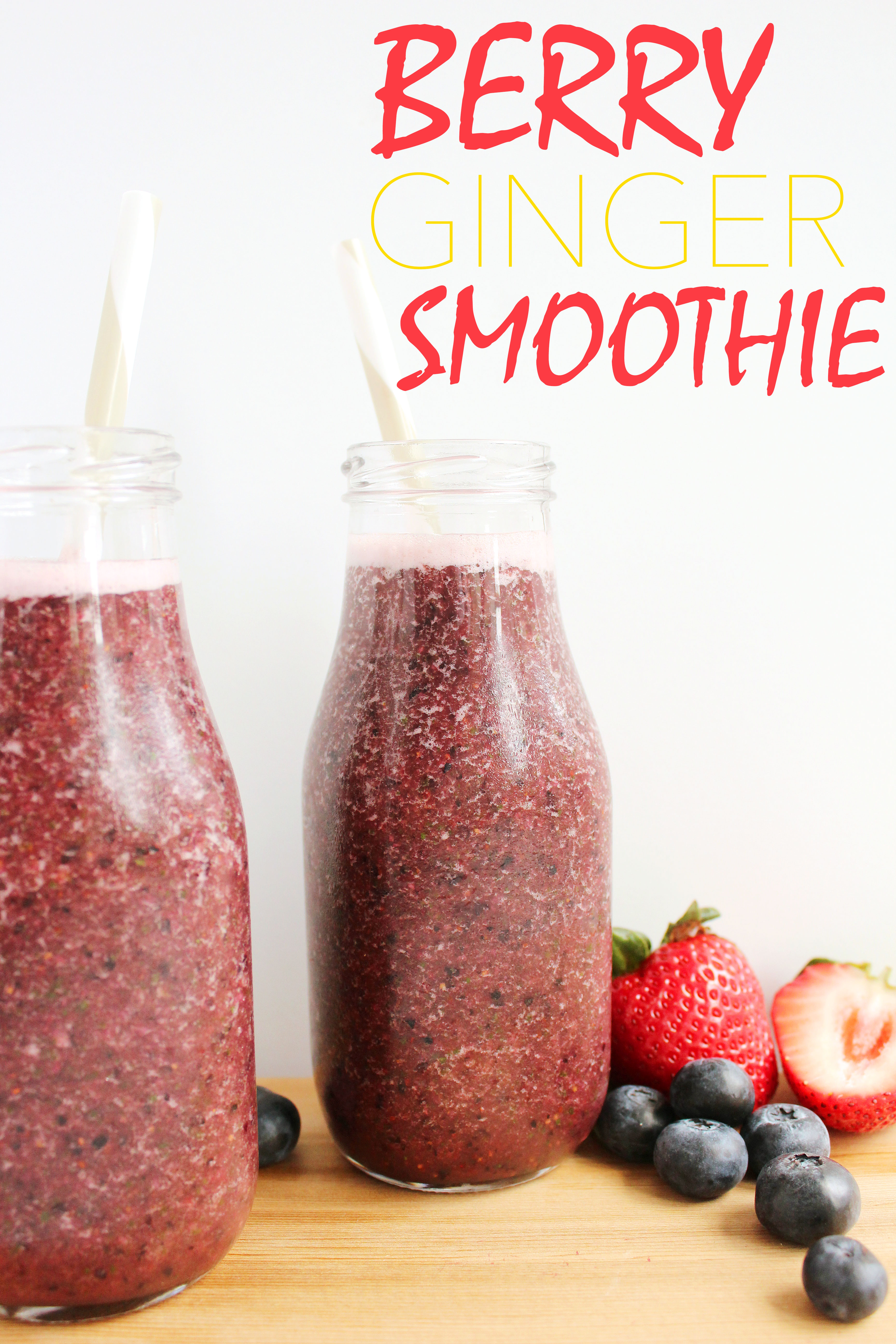 Berry Ginger Smoothies! SO refreshing + packed with nutrients! #vegan #norefinedsugar #recipe | Peach and the Cobbler
