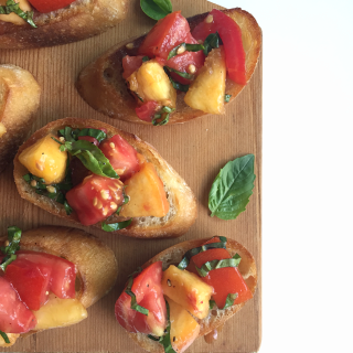 Tomato Peach Bruschetta