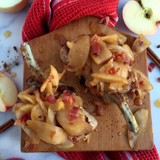 Caramelized Apple Bacon Pork Chops